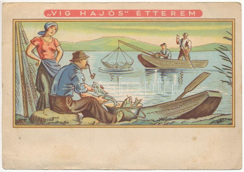 Víg Hajós étterem reklámja. Budapest, Rudolf tér 1. / Hungarian restaurant advertisement (EB)