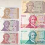 Horvátország 1991. 1D + 5D + 10D + 25D + 1993. 50.000D + 100.000D T:I Croatia 1991. 1 Dinara + 5 Dinara + 10 Dinara + 25 Dinara + 1993. 50.000 Dinara + 100.000 Dinara C:UNC