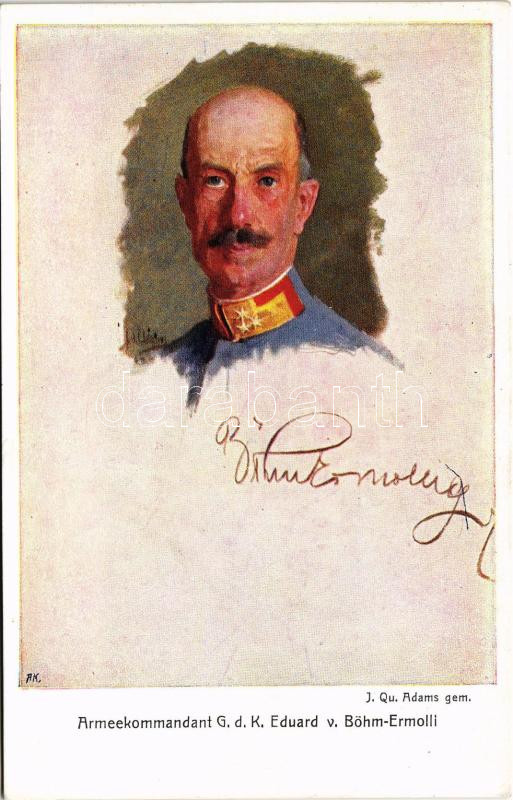 Armeekommandant G.d.K. Eduard v. Böhm-Ermolli. K.F.A. Heerführer-Serie. Offizielle Karte für Rotes Kreuz, Kriegsfürsorgeamt Kriegshilfsbüro Nr. 252. / Eduard von Böhm-Ermolli, WWI Austro-Hungarian K.u.K. military art postcard, Field Marshal
