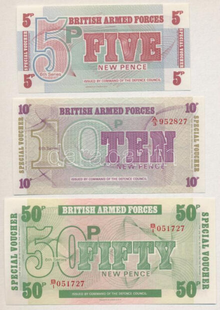 Nagy-Britannia / Katonai kiadás 1972. 5p + 10p + 50P '6. sorozat' T:I Great Britain / British Armed Forces 1972. 5 Pence + 10 Pence + 50 Pence '6th series' C:UNC Krause M44, M45, M46