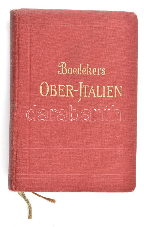 Baedeker, Karl: Ober-Italien mit Ravenna, Florenz und Pisa. Handbuch für Reisende. Leipzig, 1931, Karl Baedeker, LXXXII+654 p. Oldalszámozáson kívül számos egészoldalas és kihajtható térképpel. Német nyelven. Kiadói aranyozott