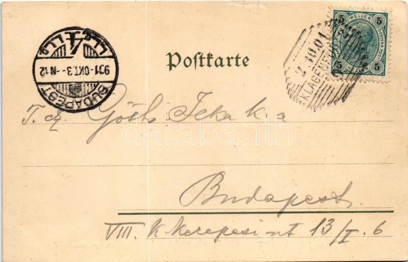 1901 Klagenfurt (Kärnten), Lendkanal / canal, bridge, church (Rb) - Image 2