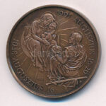 Fritz Mihály (1947-) 1991. 'Életünk Krisztus / 1038. Augusztus 16. - 1991. Augusztus 16-20.' kétoldalas bronz emlékérem (42,5mm) T:1,1- - Image 2