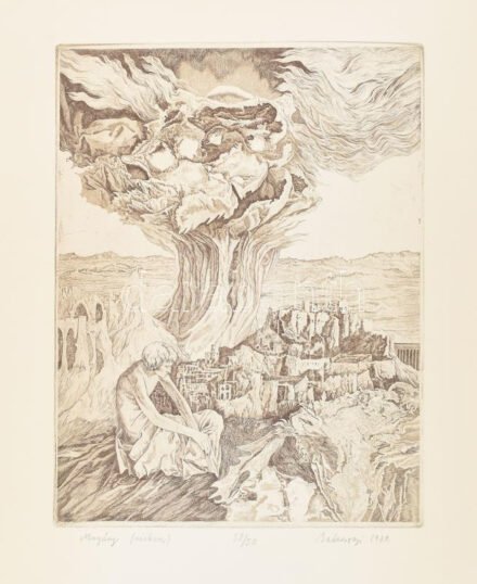 Badacsonyi Sándor (1949-2016): Magány, 1979. Rézkarc, papír, jelzett, számozott (38/50). 27,5x21 cm