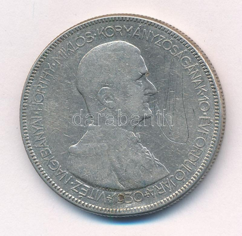 1930. 5P Ag 'Horthy jobbra' T:3 karc, ph. Adamo P8