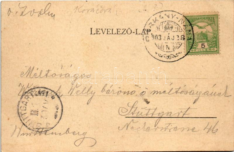 1903 Kovácspatak, Kovacov; Otthon villa. Stromf Ignác kiadása / villa - Image 2