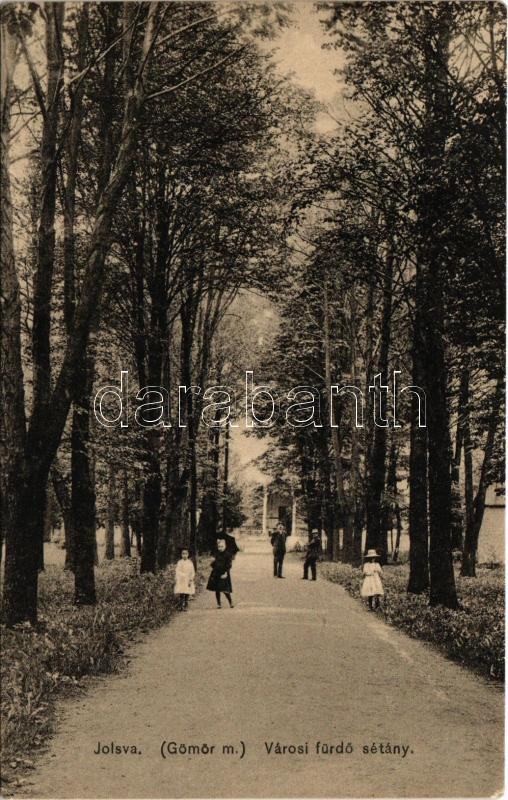 Jolsva, Jelsava (Gömör); Városi fürdő sétány. Czibur Emil kiadása / spa, promenade (EK)