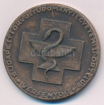~1980. 'Budapesti Orvostudományi Egyetemi Sportclub - versenydíj' egyoldalas bronzozott fém díjérem (40mm) T:2