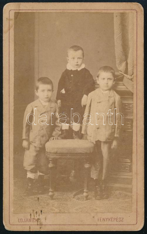cca 1880 Gyermekek, Nagyvárad, Lojanek János műterme vizitkártya