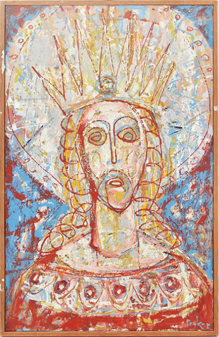 Prokop Péter (1919-2003): Megdicsőült király, 1968. Olaj, vászon, jelzett, hátoldalán autográf felirattal, fakeretben. 70×45 cm