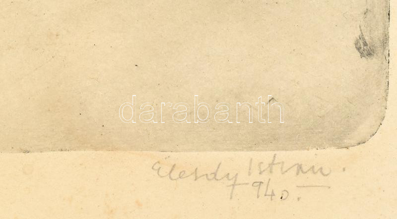 Élesdy István (1912-1987): Régi római házak, 1940. Rézkarc, papír, jelzett, foltos. Üvegezett fakeretben. 30x19,5 cm - Image 2