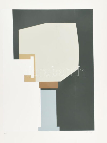 Mark (Márkus), Anna (1928-): Geometrikus zöld kompozíció, 1990. Szitanyomat, papír, jelzett, művészpéldány E.A. jelzéssel. Apró felületi foltokkal. 46x34 cm / screenprint on paper, artist's proof, signed