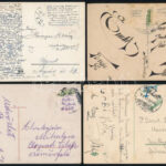 cca 1910-1930 4 db képeslap a bélyeg helyén titkos üzenettel