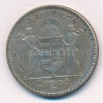 1930. 5P Ag 'Horthy jobbra' T:3 patina, karc, ü. Adamo P8 - Image 2