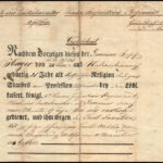 1852 Korneuburg szolgálati bizonyítvány, elbocsájtó levél vászonra kasírozva - Image 2
