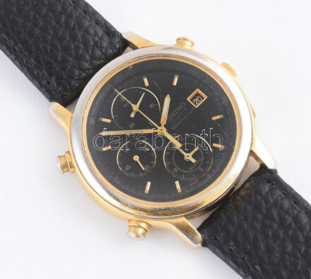 Seiko kvarc kronográf karóra. Nem működik. d: 40 mm