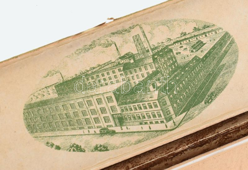 cca 1930 Titán rajzirón papírdoboz, Schuler József Rt., belül a gyár képével 18 cm - Image 2