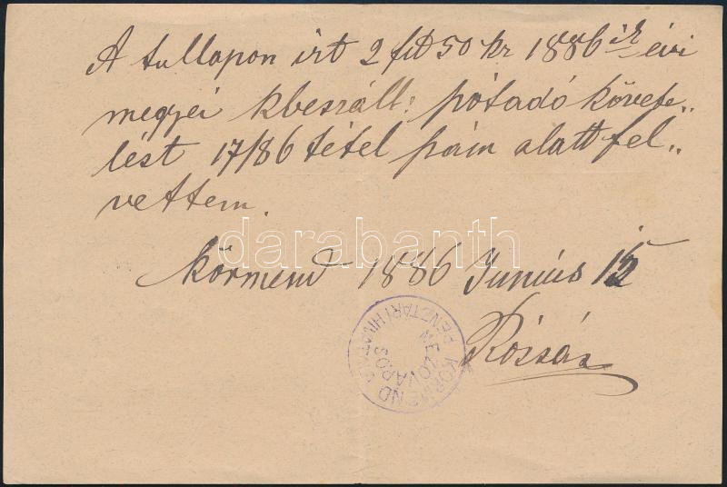 1886 Megintés Körmendi városi tanács fizetési felhívása - Image 2