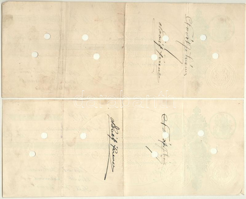 Románia 1930. 2db részben kitöltött váltó szárazpecséttel, lyukasztással érvénytelenítve T:III az egyiken szakadás, kis anyaghiány - Image 2