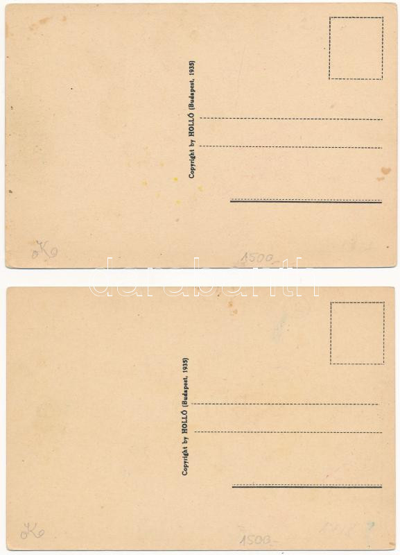 Kalotaszeg, Tara Calatei; - 2 db RÉGI kézzel színezett erdélyi népviselet művészlap / 2 pre-1945 hand-colored Transylvanian folklore art postcards s: H. M. - Image 2
