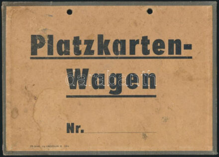 cca 1920 Platzkarten Wagen vasúti kocsiszámozási tábla használatlan 22x16 cm