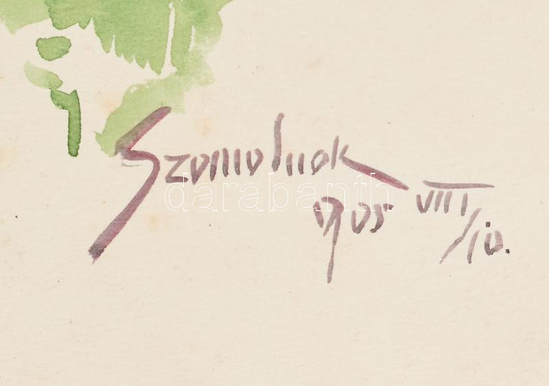 Ócsvár Rezső (1877-1968): Szomolnoki erdő, 1905. Akvarell, papír, jelzés nélkül, Ócsvár Rezső autográf datálásával és helymeghatározásával, kissé foltos, 22,5×15,5 cm. A festő Szomolnokon született 1877-ben! / watercolour on - Image 2