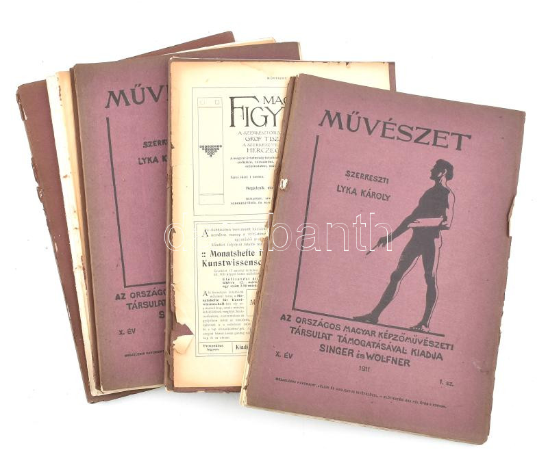 1911 Művészet folyóirat X. évf. 8 száma, közte 2 sérülttel.