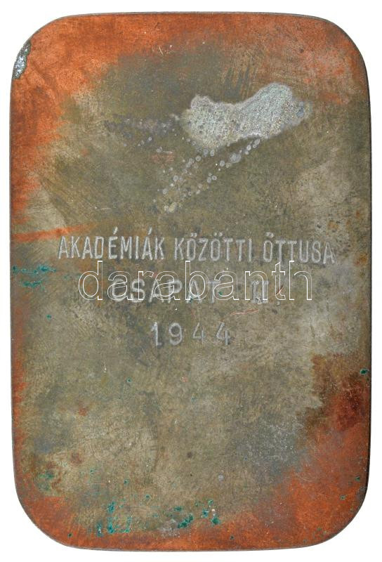 1944. 'Akadémiák közötti öttusa csapat II. 1944' bronzozott hadifém plakett (48x73mm) T:2,2- - Image 2