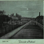 1901 Piski, Simeria; Vasúti átjáró híd vagonokkal. Főző József kiadása / railway crossing, wagons (EM)