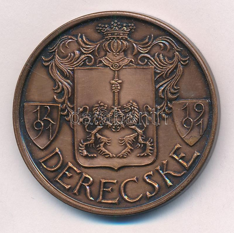 Asszonyi Tamás (1942-) 1991. 'Derecske / NO VISTINE LOCVM POTIOREM RVRE BEATO' kétoldalas bronz emlékérem (42,5mm) T:1,1-