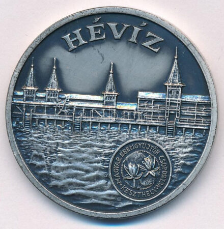 Képíró Zoltán (1944-1981) 1981. 'MÉE-Keszthely Hévíz / Dr. Schulhof Vilmos' fürdőorvos, balneológus és reumatológus ezüstpatinázott bronz emlékérme (42,5mm) T:1- CS 528.