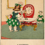 Fogkefe. Egy jó kislány viselt dolgai I. sorozat 1. szám / Toothbrush. Hungarian art postcard s: Kozma Lajos (Rb)