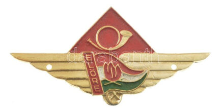 ~1970. 'Úttörő Postás' festett, fém sapkajelvény (58x29mm) T:2