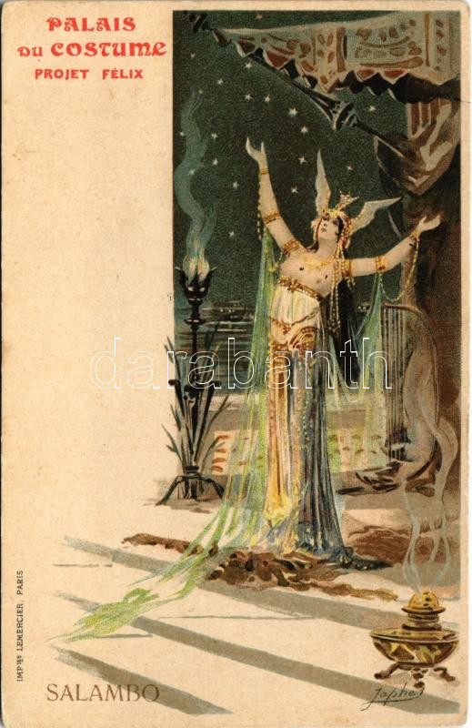 Salambo. Palais du Costume Projet Félix / Erotic lady art postcard. Imp. les Lemercier, Paris litho s: Japhet (EK)