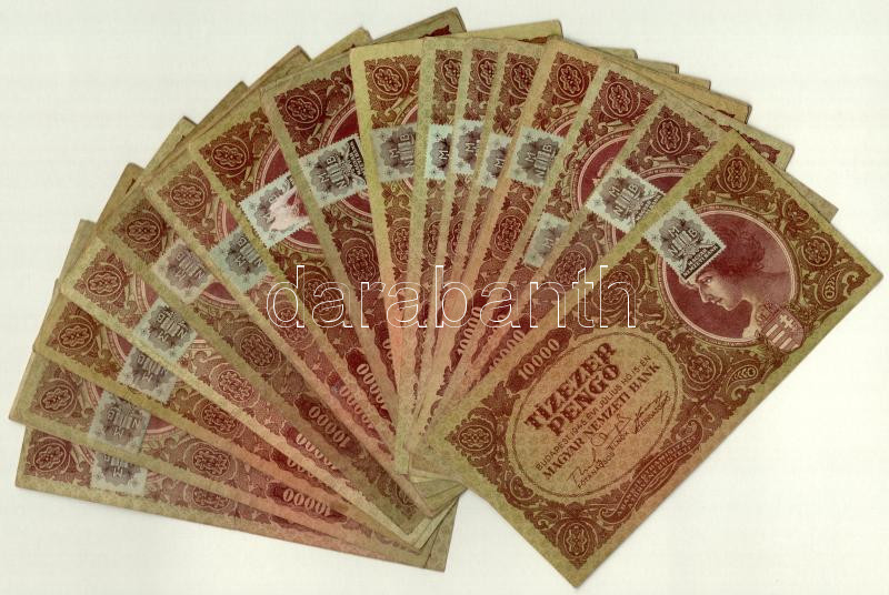 1945. 10.000P 'MNB' bélyeggel (30x) T:III,III- Adamo P23e