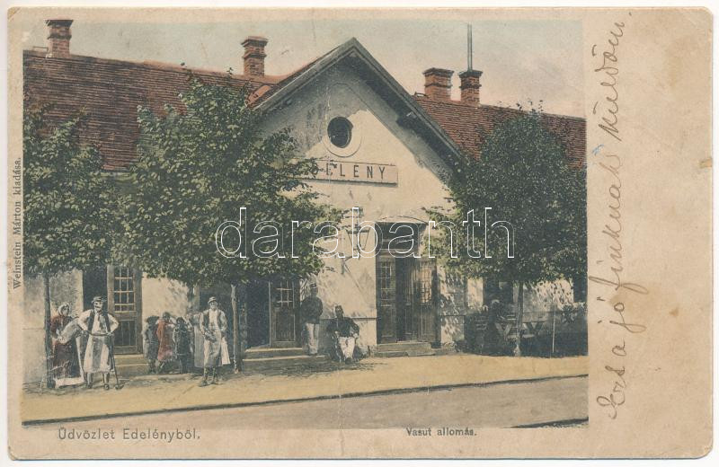 1907 Edelény, vasútállomás. Weinstein Márton kiadása (r)