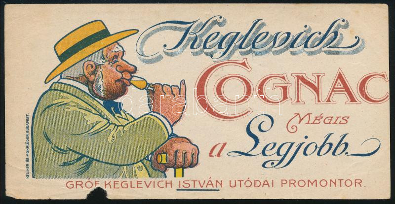 Keglevich Cognac mégis a legjobb, szecessziós számolócédula, kis hiánnyal