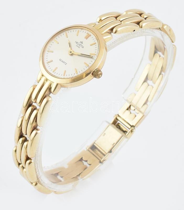 Arany (Au/14k) Helvetia női quartz karóra, működik, jelzett, d:24mm bruttó: 22,69g - Image 2