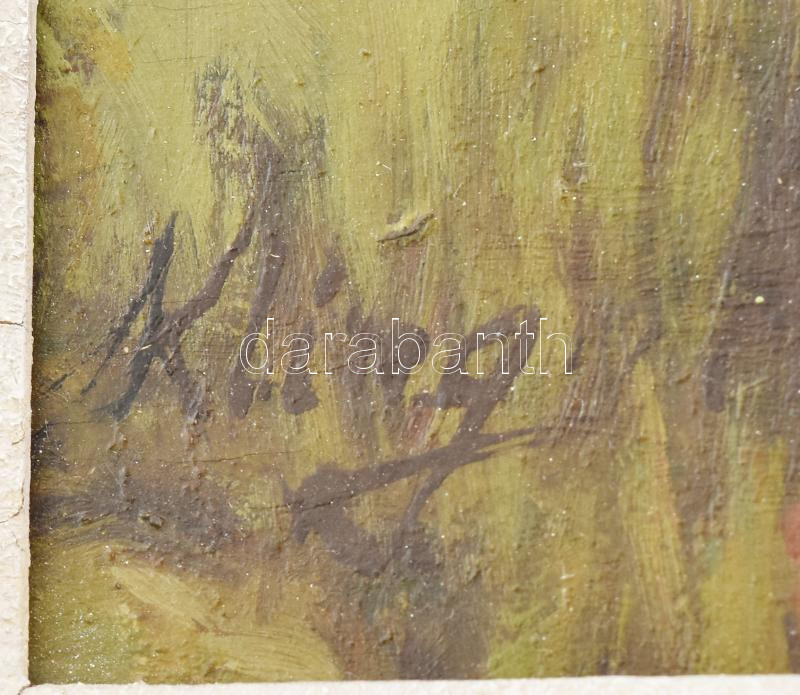 Kling jelzéssel: Moldovai táncoló férfiak. Olaj, rétegelt falemez. Keretben. 27x29 cm - Image 2