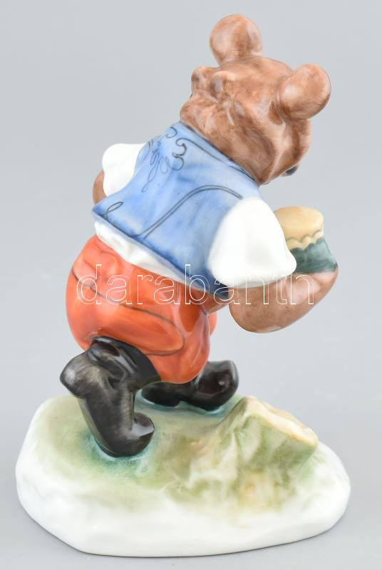 Herendi mézet cipelő maci (mackó, medve), kézzel festett, jelzett, hibátlan, m:14 cm - Image 2