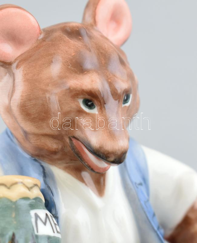 Herendi mézet cipelő maci (mackó, medve), kézzel festett, jelzett, hibátlan, m:14 cm - Image 3