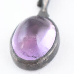 Ezüst (Ag) antik jellegű figurális fülbevaló, ametiszttel és gyönggyel. 6g 5 cm - Image 3