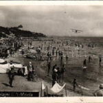 1947 Eforie, Carmen-Sylva Movila; Vederea plajei / beach, seaplane. photo (EK)