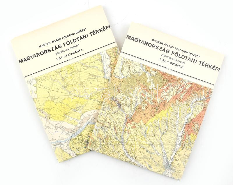 1968 Magyarország földtani térképe 200.000-es sorozat - Tatabánya és Budapest (2 lap), M. Állami Földtani Intézet, 97x70 cm