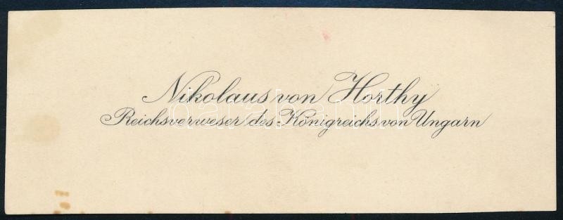 cca 1930 Horthy Miklós névjegykártya