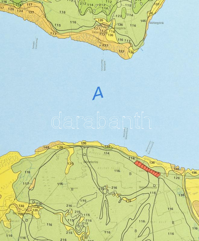 1985 A Balaton környékének építésföldtani térképsorozata - 4. Építésalkalmassági körzetbeosztás (rayon) térkép (2 lap), szerk.: Csernyi Tibor, M. Állami Földtani Intézet, 500 pld., 94x82 cm - Image 2