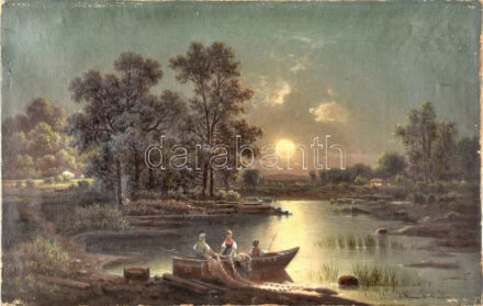 Christian Holzer jelzéssel: Éjszakai halászat. Olaj, vászon. Szélén kis sérülésekkel, kopásnyomokkal, 37x58 cm