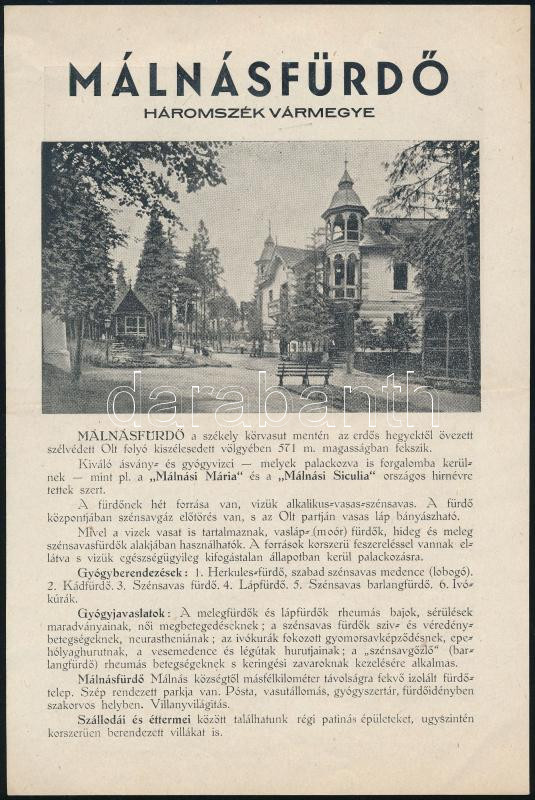 cca 1940-1945 Mánásfürdő, kétoldalas ismertető
