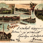 1900 Győr, Pannonhalma, Rába híd, Mária szobor, Püspökvár. Zechmesiter Andor kiadása. Art Nouveau, floral, litho (r)