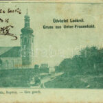 1899 (Vorläufer) Lók, Frauenhaid, Unterfrauenhaid; Kirche / templom / church (ferdén vágva / slant cut)